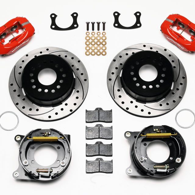 Wilwood Forged Dynalite P/S Park Brake Kit Drilled Red BOP Axle 2.75in Bearing 2.75 Offset