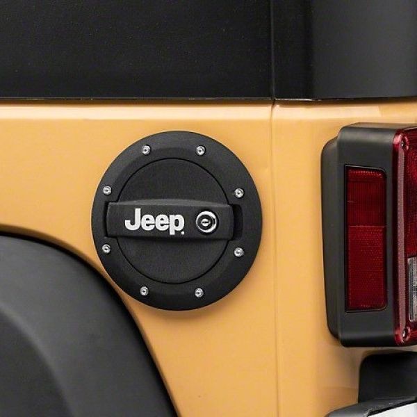 Officially Licensed Jeep 07-18 Jeep Wrangler JK Locking Fuel Door w/ Printed Jeep Logo-Fuel Caps-Officially Licensed Jeep-OLJJ157747-SMINKpower Performance Parts