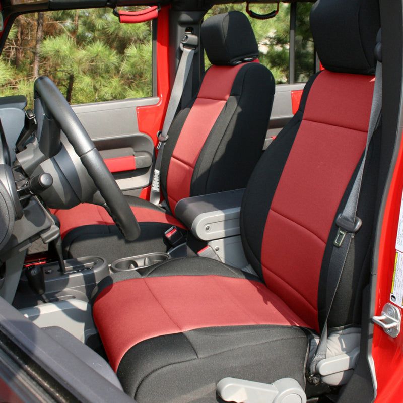 Rugged Ridge Seat Cover Kit Black/Red 11-18 Jeep Wrangler JK 2dr-Seat Covers-Rugged Ridge-RUG13296.53-SMINKpower Performance Parts