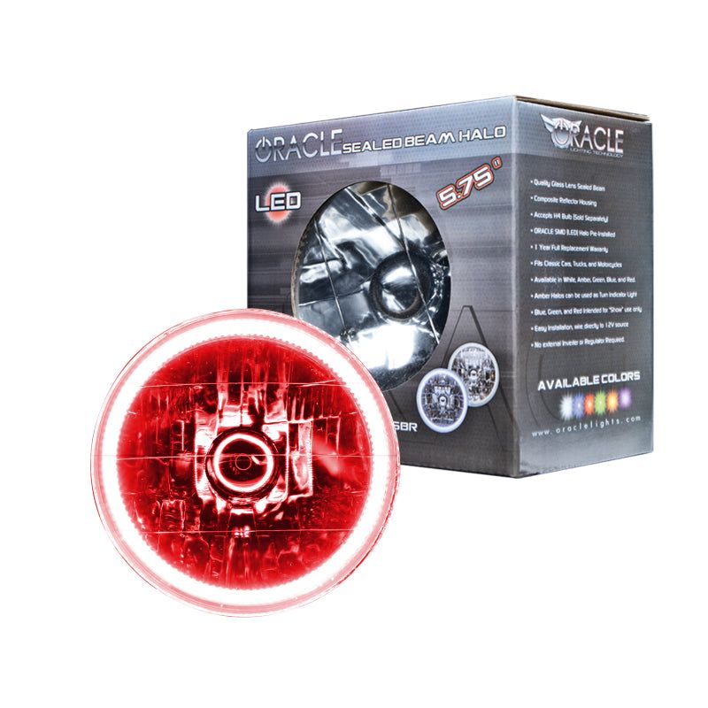 Oracle Pre-Installed Lights 5.75 IN. Sealed Beam - Red Halo-Headlights-ORACLE Lighting-ORL6904-003-SMINKpower Performance Parts