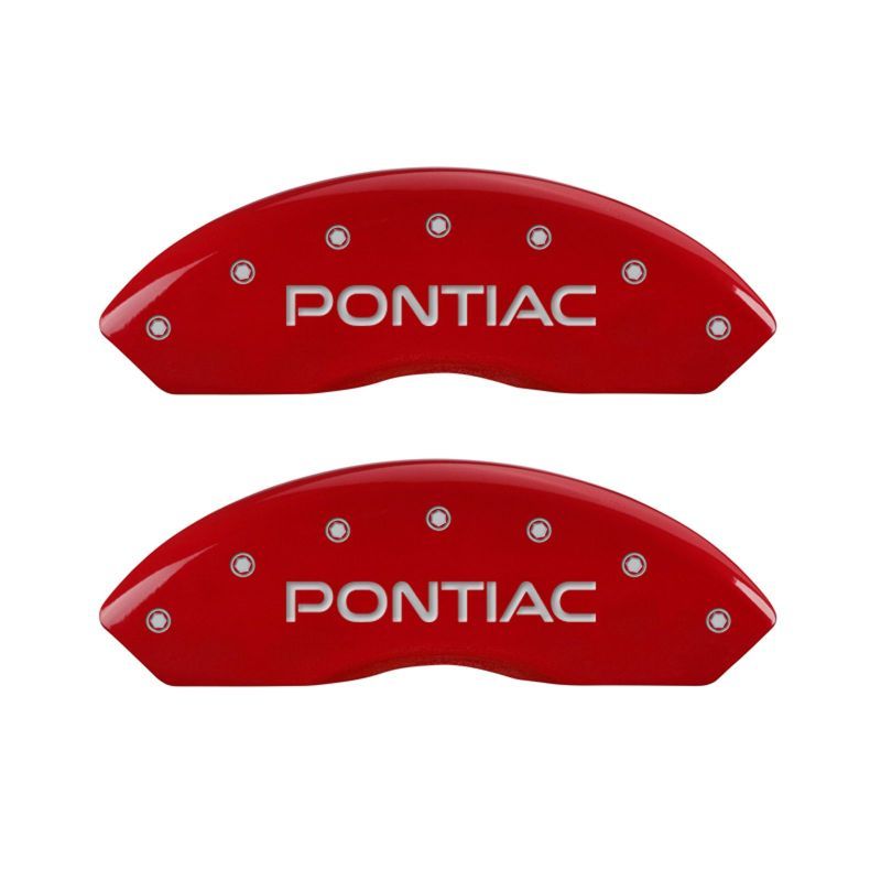 MGP 4 Caliper Covers Engraved Front Pontiac Engraved Rear GXP Red finish silver ch-Caliper Covers-MGP-MGP18030SPXPRD-SMINKpower Performance Parts