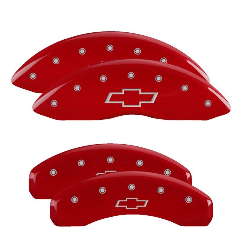 MGP 4 Caliper Covers Engraved Front & Rear With stripes/Charger Red finish silver ch-Caliper Covers-MGP-MGP12162SCH1RD-SMINKpower Performance Parts