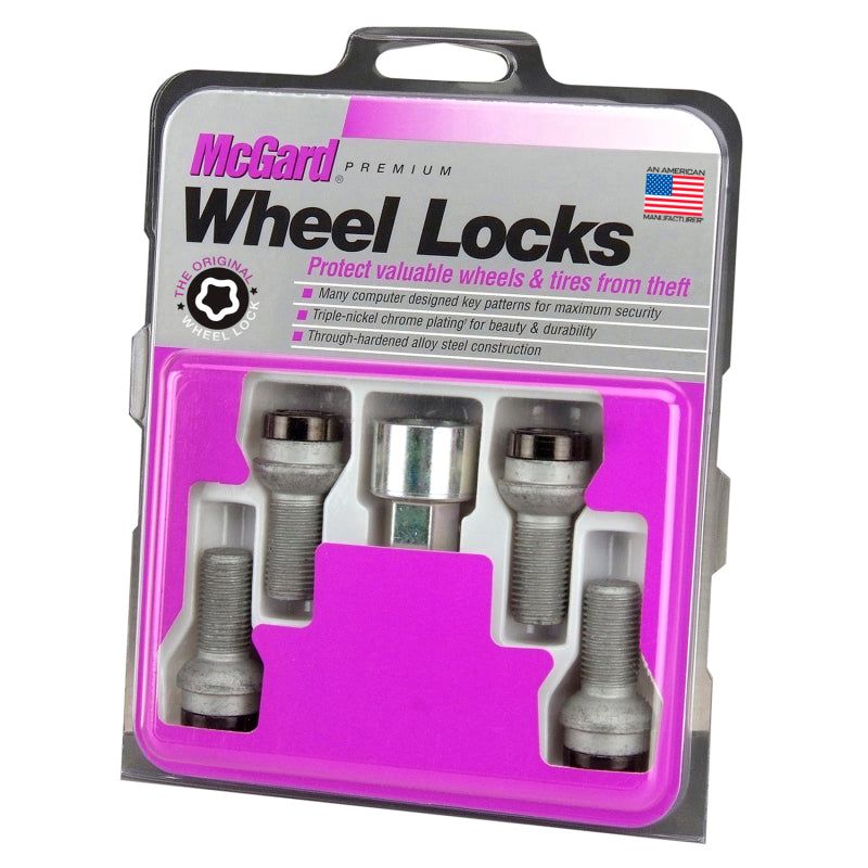 McGard Wheel Lock Bolt Set - 4pk. (Radius Seat) M14X1.5 / 17mm Hex / 26.7mm Shank Length - Black-Wheel Bolts-McGard-MCG28318-SMINKpower Performance Parts