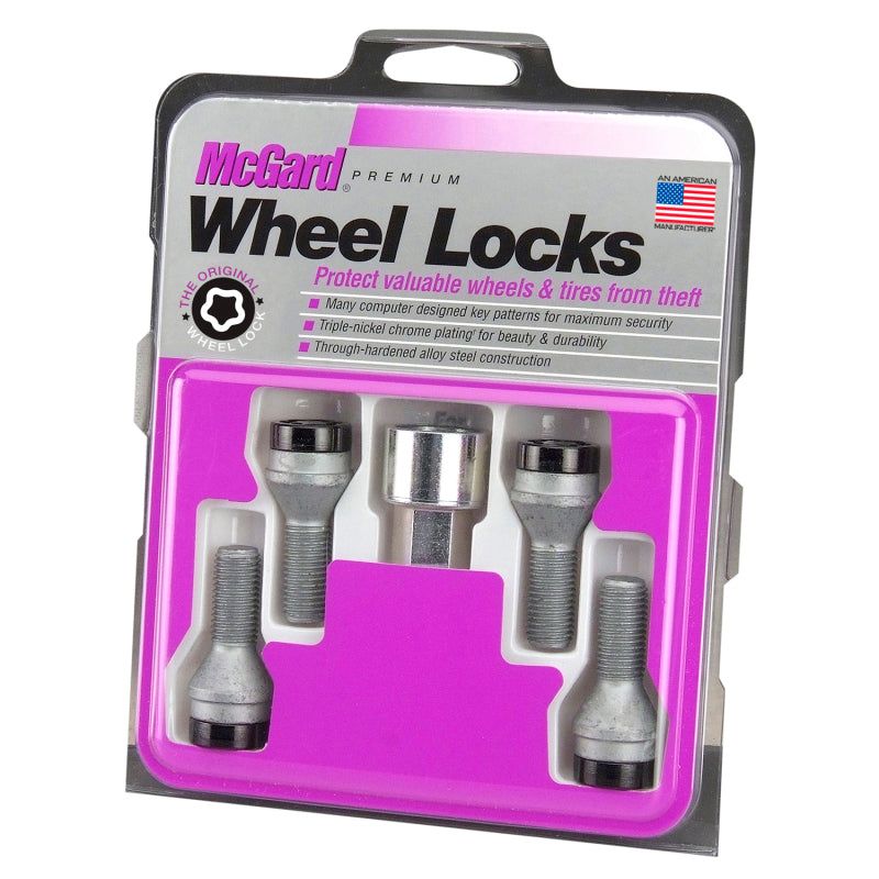 McGard Wheel Lock Bolt Set - 4pk. (Cone Seat) M14X1.25 / 17mm Hex / 27.3mm Shank Length - Black-Wheel Bolts-McGard-MCG27326-SMINKpower Performance Parts