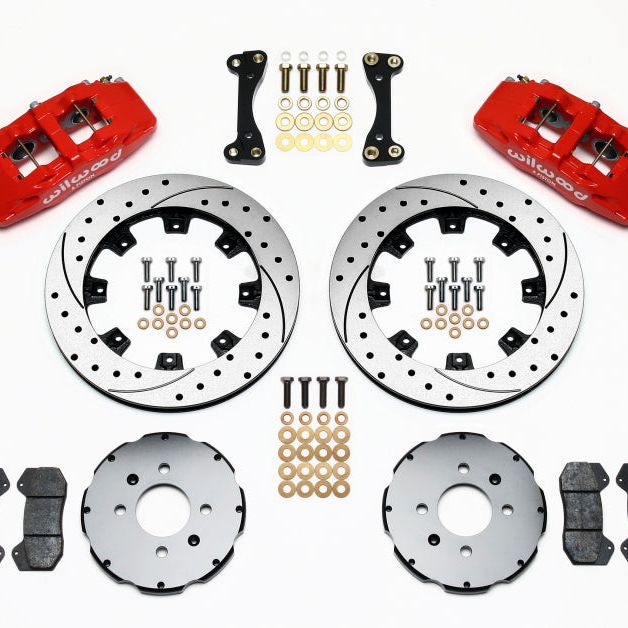 Wilwood Dynapro 6 Front Hat Kit 12.19in Drilled Red 90-99 Civic w/240 mm Disc-Big Brake Kits-Wilwood-WIL140-10736-DR-SMINKpower Performance Parts