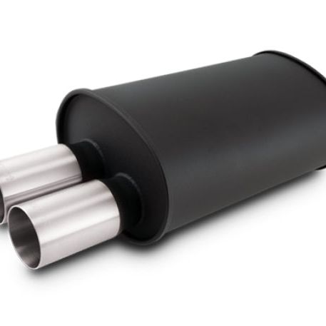 Vibrant Streetpower Flat Blk Muffler 9.5x6.75x15in Body Inlet ID 3in Tip OD 3in w/Dual Straight Tips-Muffler-Vibrant-VIB12326-SMINKpower Performance Parts