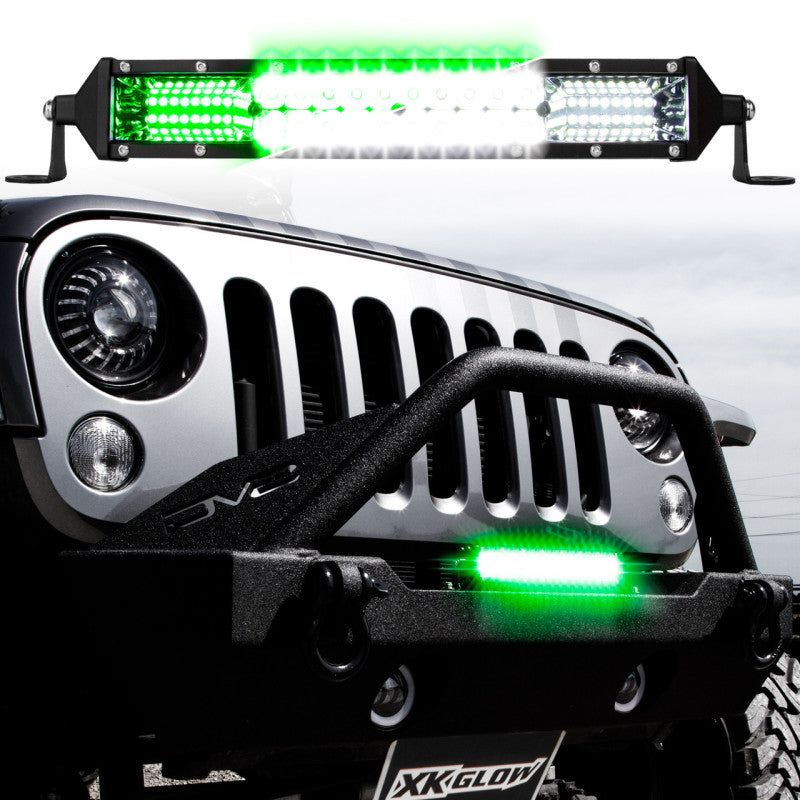 XK Glow 2-in-1 LED Light Bar w/ Pure White and Hunting Green Flood and Spot Work Light 20In - SMINKpower Performance Parts XKGXK063020 XKGLOW