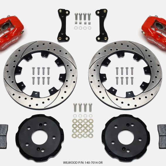 Wilwood Forged Dynalite Front Hat Kit 12.19in Drilled Red 02-06 Acura RSX-5 Lug-Big Brake Kits-Wilwood-WIL140-7014-DR-SMINKpower Performance Parts