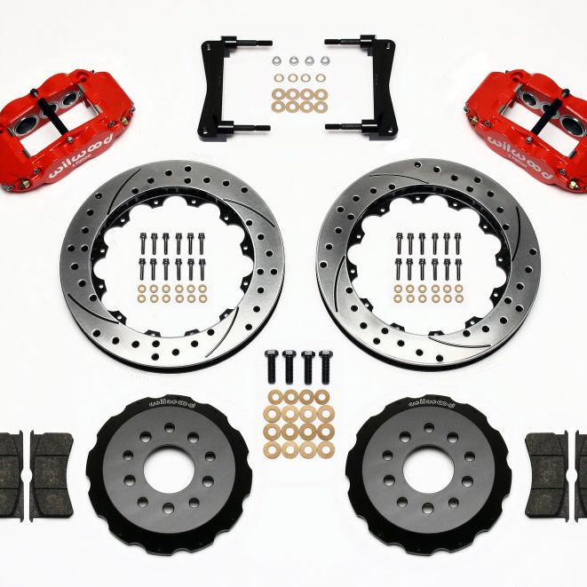 Wilwood Narrow Superlite 6R Front Hat Kit 13.06in Drill Red 2005-2014 Mustang-Big Brake Kits-Wilwood-WIL140-9109-DR-SMINKpower Performance Parts