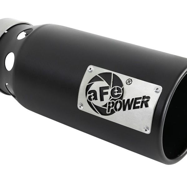 aFe SATURN 4S 4in SS Intercooled Exhaust Tip - Black 4in In x 5in Out x 12in L Bolt-On-Turbo Back-aFe-AFE49T40501-B122-SMINKpower Performance Parts