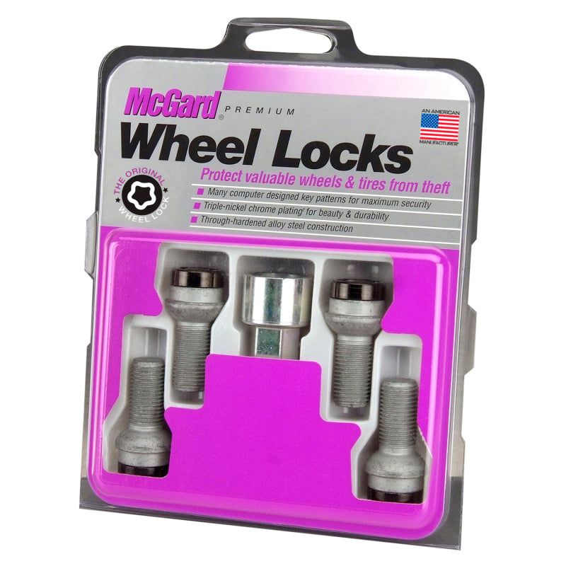 McGard Wheel Lock Bolt Set - 4pk. (Radius Seat) M14X1.5 / 17mm Hex / 27.0mm Shank Length - Black-Wheel Bolts-McGard-MCG28374-SMINKpower Performance Parts