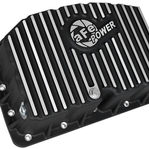 AFE Pro Series Engine Oil Pan Black w/Machined Fins; 11-16 Ford Powerstroke V8-6.7L (td)-Diff Covers-aFe-AFE46-70322-SMINKpower Performance Parts