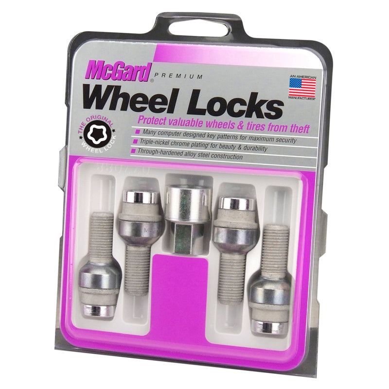 McGard Wheel Lock Bolt Set - 4pk. (Radius Seat) M14X1.5 / 17mm Hex / 28.2mm Shank Length - Chrome-Wheel Bolts-McGard-MCG28020-SMINKpower Performance Parts