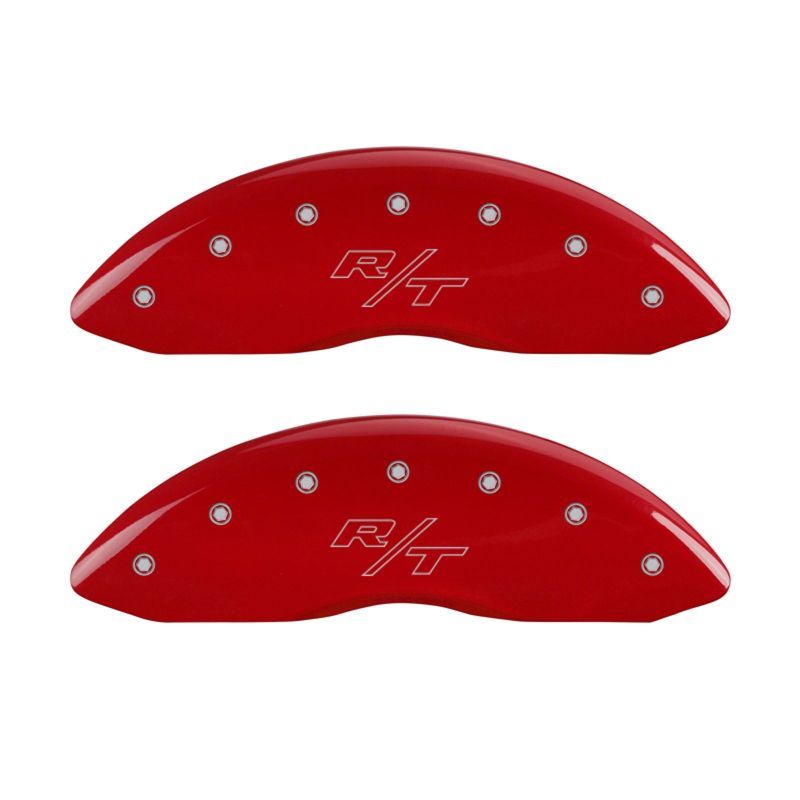 MGP 4 Caliper Covers Engraved Front & Rear Vintage Style/RT Red finish silver ch-Caliper Covers-MGP-MGP12162SRTRRD-SMINKpower Performance Parts
