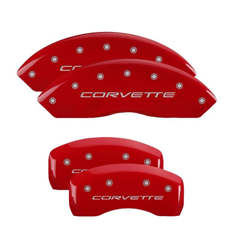 MGP 4 Caliper Covers Engraved Front & Rear C5/Corvette Red finish silver ch-Caliper Covers-MGP-MGP13007SCV5RD-SMINKpower Performance Parts