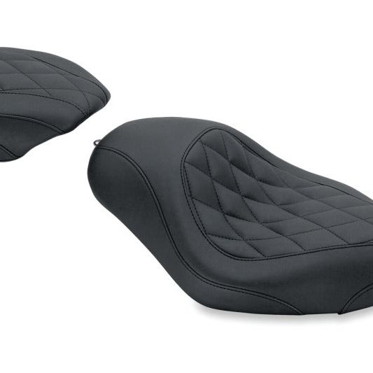 Mustang 04-21 Harley Sportster Wide Tripper Solo Seat Diamond Stitch - Black-Solo Motorcycle Seats-Mustang Motorcycle-MMP76728-SMINKpower Performance Parts