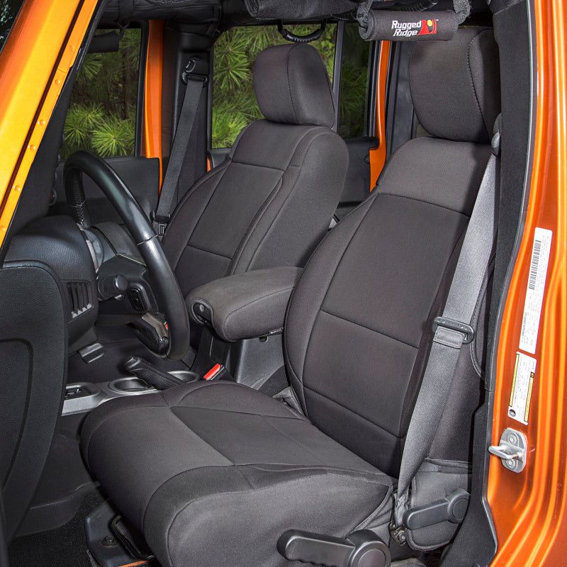 Rugged Ridge Seat Cover Kit Black 07-10 Jeep Wrangler JK 2dr-Seat Covers-Rugged Ridge-RUG13294.01-SMINKpower Performance Parts