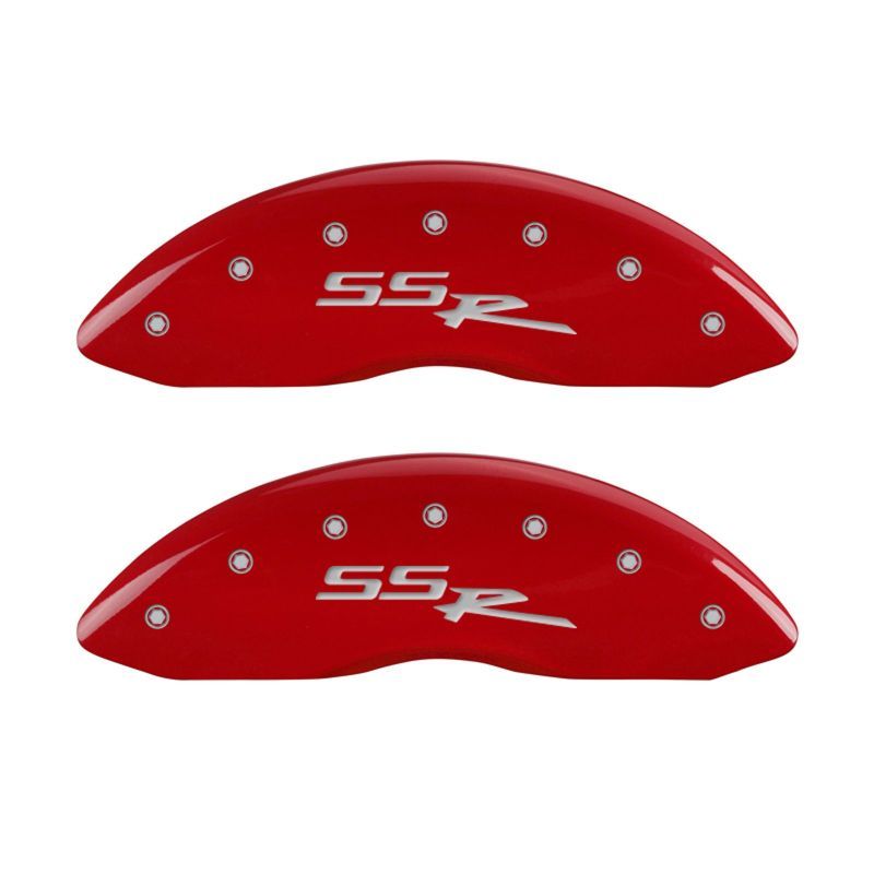 MGP 4 Caliper Covers Engraved Front & Rear SSR Red finish silver ch-Caliper Covers-MGP-MGP14031SSSRRD-SMINKpower Performance Parts