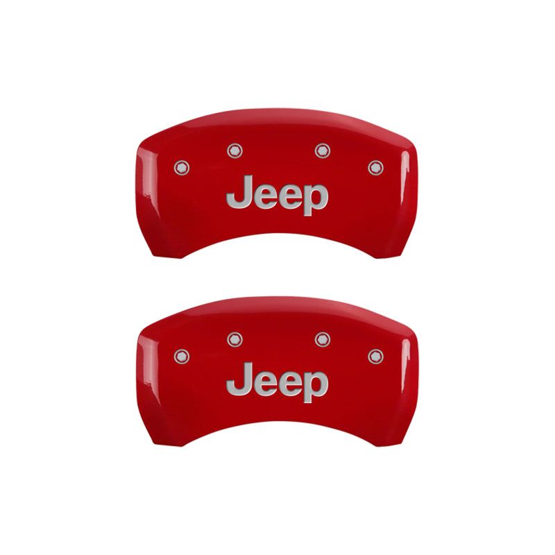 MGP 4 Caliper Covers Engraved Front & Rear JEEP Red finish silver ch-Caliper Covers-MGP-MGP42012SJEPRD-SMINKpower Performance Parts