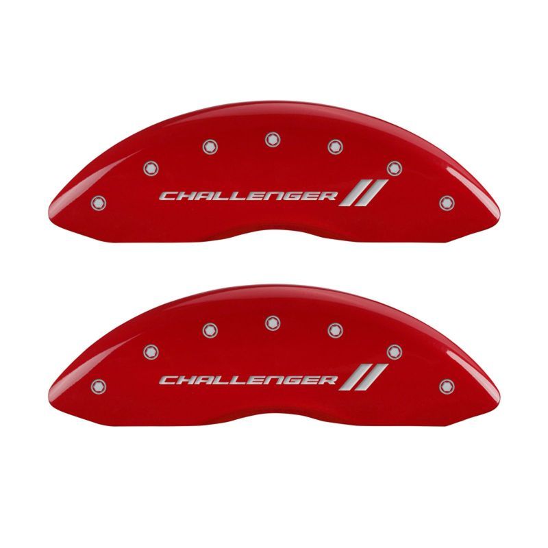 MGP 4 Caliper Covers Engraved Front & Rear With stripes/Challenger Red finish silver ch-Caliper Covers-MGP-MGP12181SCL1RD-SMINKpower Performance Parts