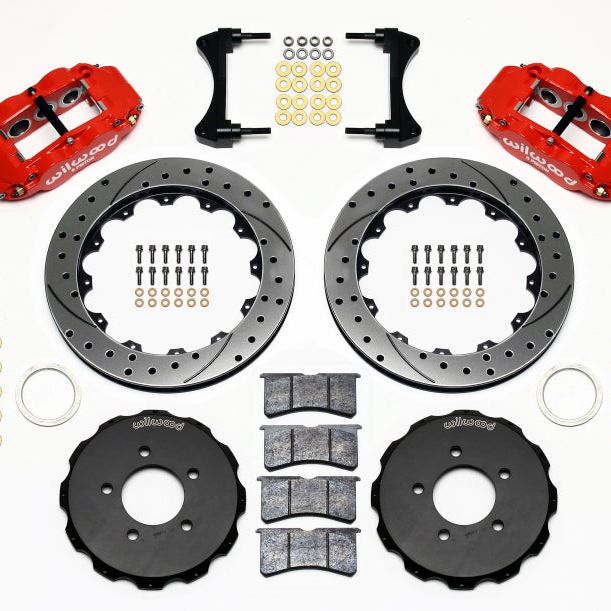 Wilwood Narrow Superlite 6R Front Hat Kit 12.88in Drill Red 2006-Up Civic / CRZ-Big Brake Kits-Wilwood-WIL140-11978-DR-SMINKpower Performance Parts