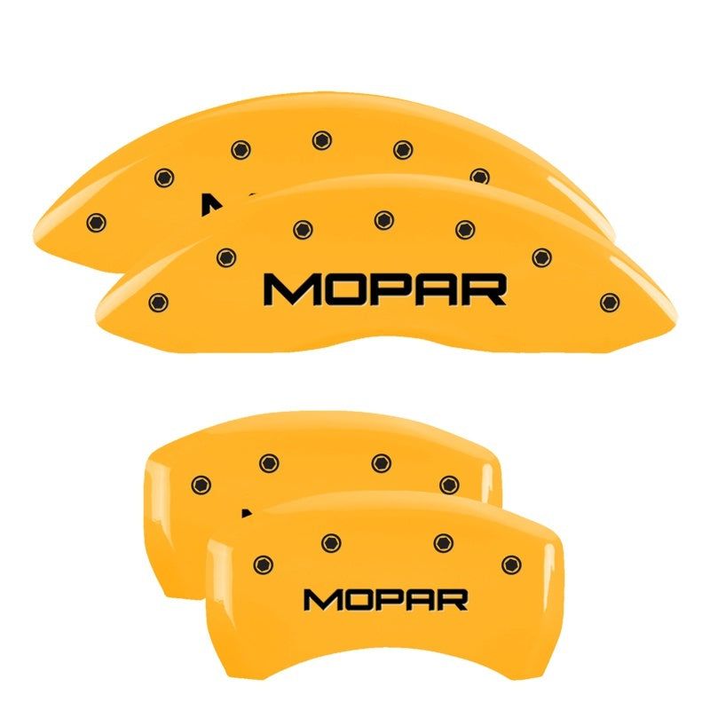 MGP 4 Caliper Covers Engraved Front & Rear MOPAR Yellow finish black ch-Caliper Covers-MGP-MGP12162SMOPYL-SMINKpower Performance Parts