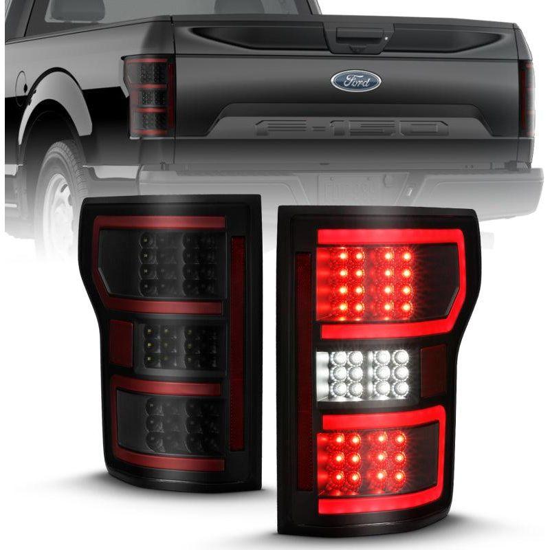 ANZO 18-19 Ford F-150 LED Taillight Black Housing Clear Lens Red Light Bar W/Sequential - SMINKpower Performance Parts ANZ311314 ANZO