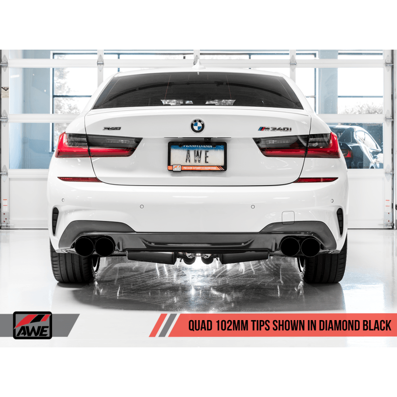 AWE Tuning 2019+ BMW M340i (G20) Track Edition Exhaust - Quad Diamond Black Tips - SMINKpower Performance Parts AWE3020-43085 AWE Tuning