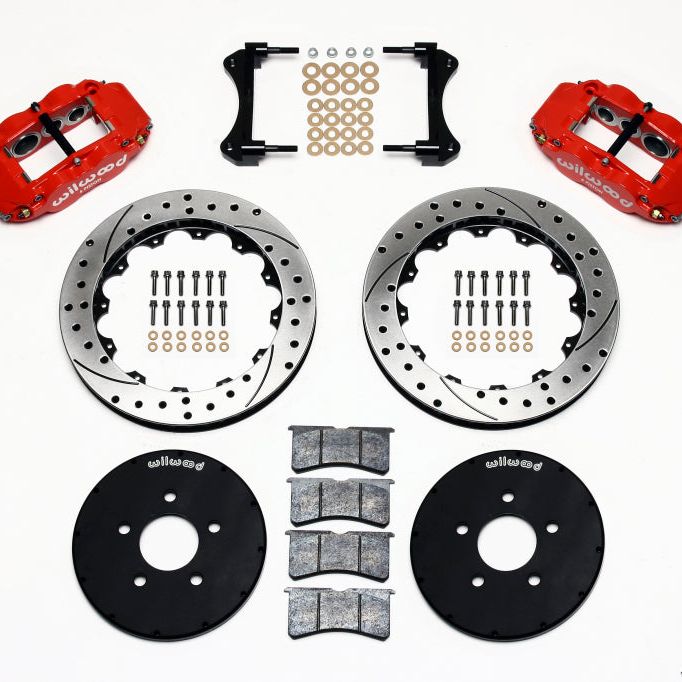 Wilwood Narrow Superlite 6R Front Hat Kit 12.88in Drill Red 1994-2004 Mustang-Big Brake Kits-Wilwood-WIL140-9107-DR-SMINKpower Performance Parts