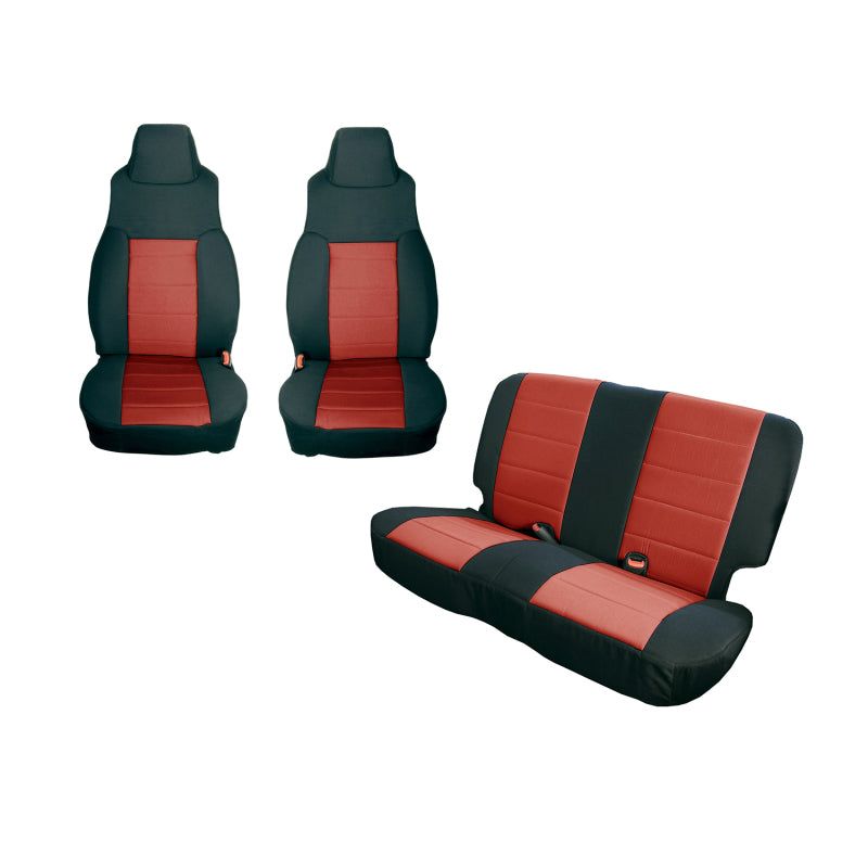 Rugged Ridge Seat Cover Kit Black/Red 03-06 Jeep Wrangler TJ-Seat Covers-Rugged Ridge-RUG13293.53-SMINKpower Performance Parts