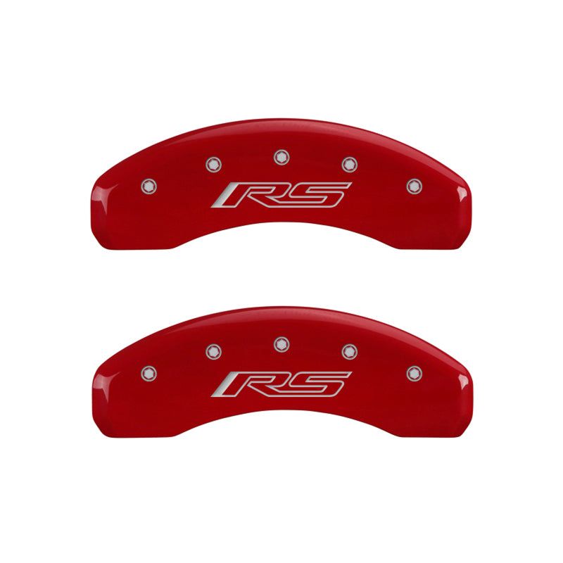 MGP 4 Caliper Covers Engraved Front Gen 5/Camaro Engraved Rear Gen 5/RS Red finish silver ch-Caliper Covers-MGP-MGP14240SCR5RD-SMINKpower Performance Parts