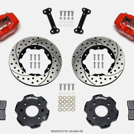 Wilwood Forged Dynalite Front Hat Kit 11.00in Drilled Red Integra/Civic w/Fac.240mm Rtr-Big Brake Kits-Wilwood-WIL140-8695-DR-SMINKpower Performance Parts