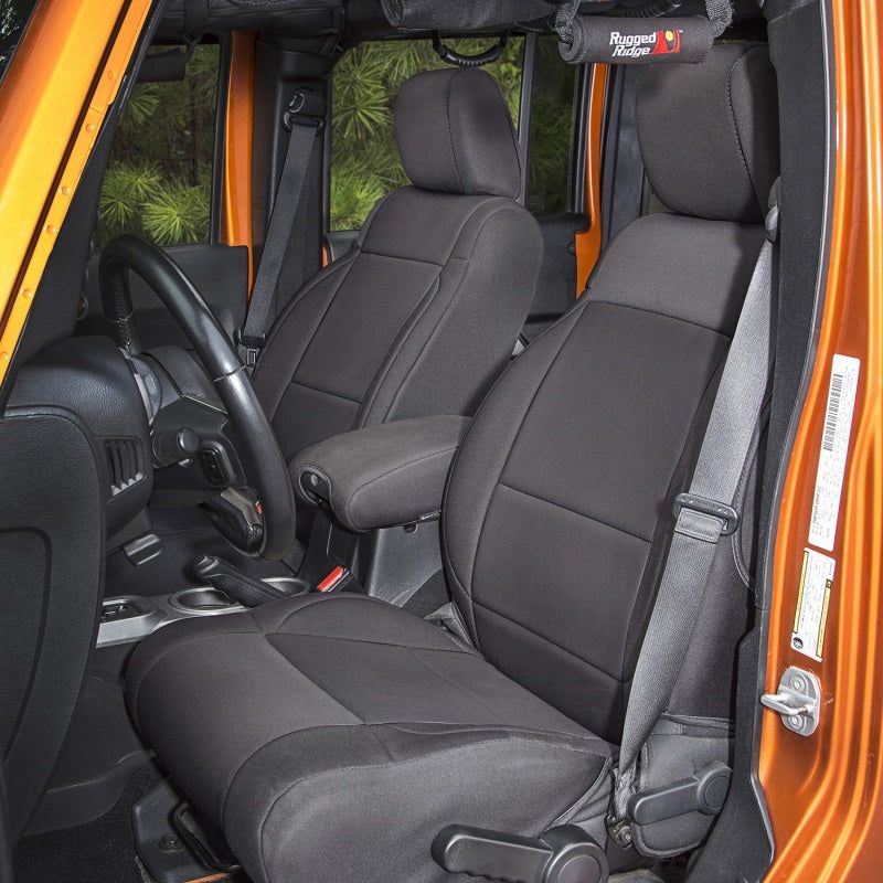 Rugged Ridge Seat Cover Kit Black 07-10 Jeep Wrangler JK 4dr-Seat Covers-Rugged Ridge-RUG13295.01-SMINKpower Performance Parts