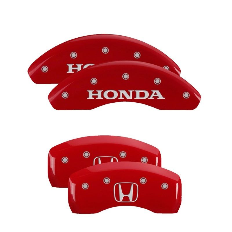 MGP 4 Caliper Covers Engraved Front Honda Engraved Rear H Logo Red finish silver ch-Caliper Covers-MGP-MGP20219SHOHRD-SMINKpower Performance Parts