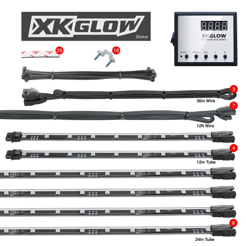XK Glow 3 Million Color XKGLOW LED Accent Light Car/Truck Kit 8x24In + 4x12In Tubes - SMINKpower Performance Parts XKGXK041007 XKGLOW