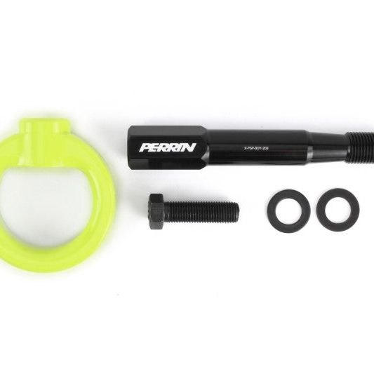 Perrin 15-17 Subaru WRX/STI Tow Hook Kit (Front) - Neon Yellow-Tow Hooks-Perrin Performance-PERPSP-BDY-232NY-SMINKpower Performance Parts