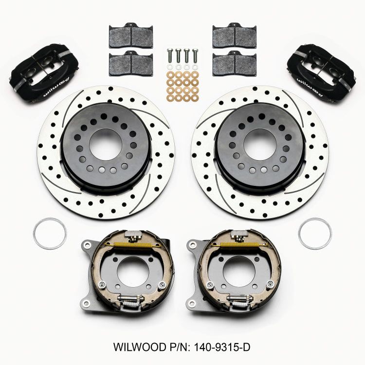 Wilwood Forged Dynalite P/S Park Brake Kit Drilled 12 Bolt 2.75in offset Staggered Shock - SMINKpower Performance Parts WIL140-9315-D Wilwood
