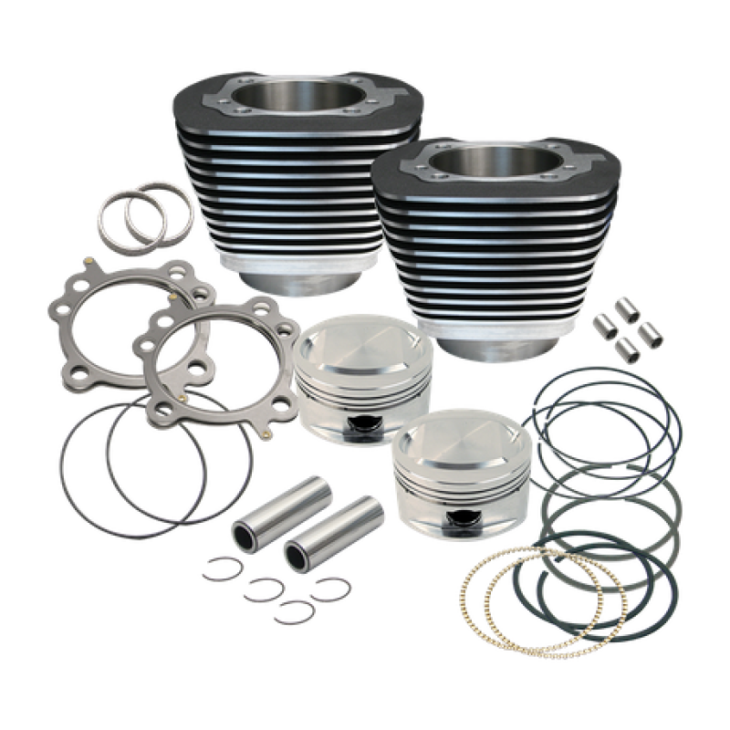 S&S Cycle 99-06 BT Replacement 3-7/8in Bore Cylinder & Piston Kit For S&S 95in Big Bore Kits- Wblack - SMINKpower Performance Parts SSC910-0204 S&S Cycle