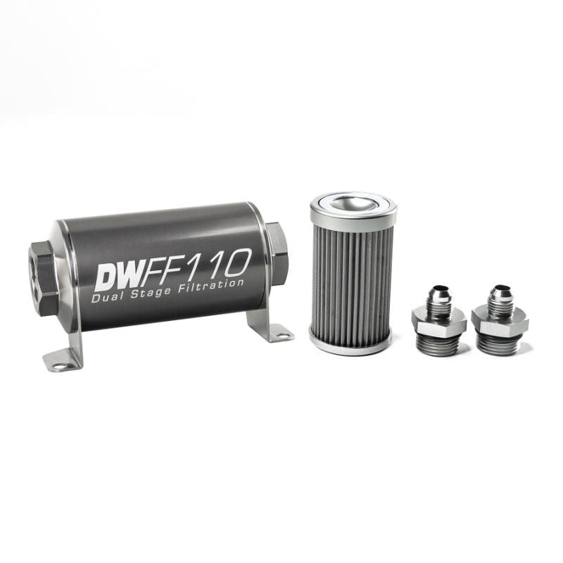 DeatschWerks Stainless Steel 6AN 40 Micron Universal Inline Fuel Filter Housing Kit (110mm) - SMINKpower Performance Parts DWK8-03-110-040K-6 DeatschWerks