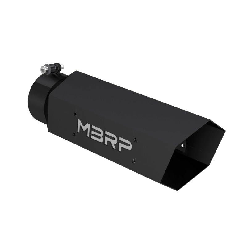MBRP Universal Hex Tip 4in Inlet 16in Length w/ Logo - Black Coated-Tips-MBRP-MBRPT5164BLK-SMINKpower Performance Parts