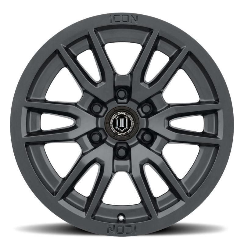 ICON Vector 6 17x8.5 6x5.5 0mm Offset 4.75in BS 106.1mm Bore Satin Black Wheel - SMINKpower Performance Parts ICO2417858347SB ICON