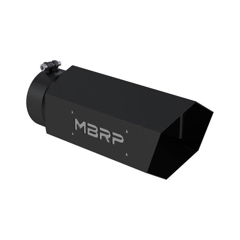MBRP Universal Hex Tip 5in Inlet 16in Length w/ Logo - Black Coated-Tips-MBRP-MBRPT5166BLK-SMINKpower Performance Parts