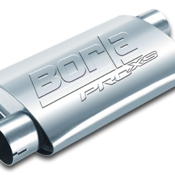 Borla Universal Pro-XS Oval 2in Inlet/Outlet Offset/Offset Notched Muffler - SMINKpower Performance Parts BOR400488 Borla