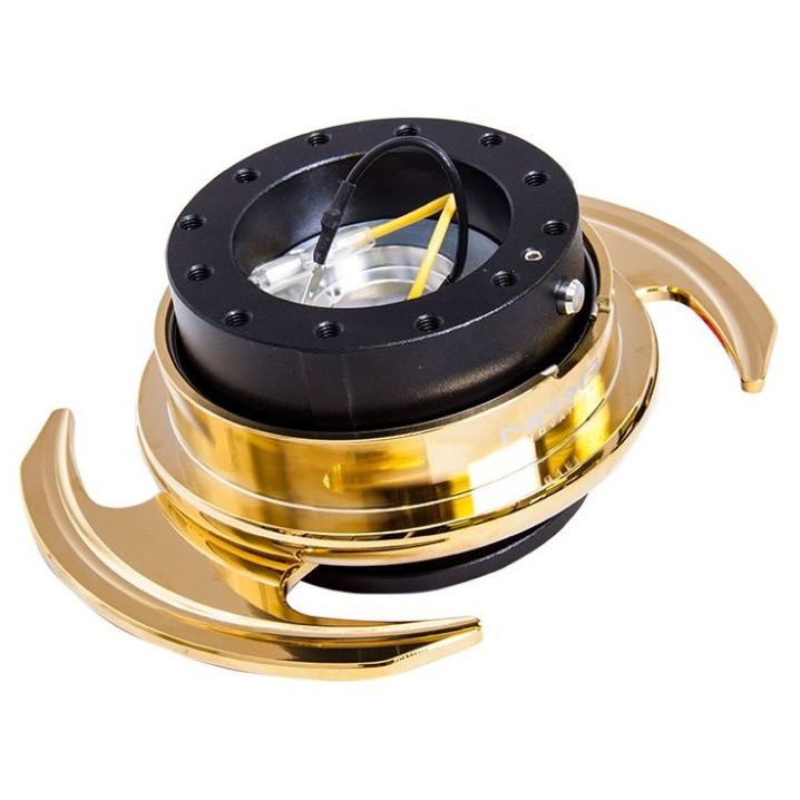 NRG Quick Release Kit Gen 3.0 - Black Body / Chrome Gold Ring w/Handles-Quick Release Adapters-NRG-NRGSRK-650BK-C/GD-SMINKpower Performance Parts
