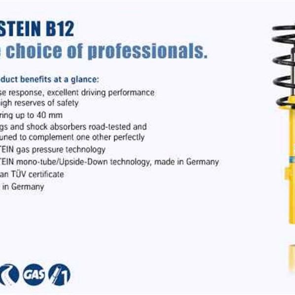 Bilstein B12 2009 Audi A4 Quattro Base Front and Rear Suspension Kit-Shock & Spring Kits-Bilstein-BIL46-183330-SMINKpower Performance Parts