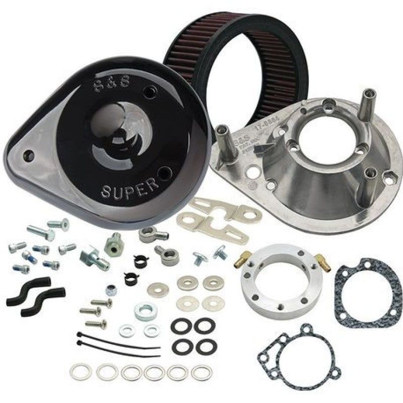 S&S Cycle 08-16 Touring Stock Bore Throttle By Wire Teardrop Air Cleaner Kit - Gloss Black-Air Intake Components-S&S Cycle-SSC170-0312B-SMINKpower Performance Parts