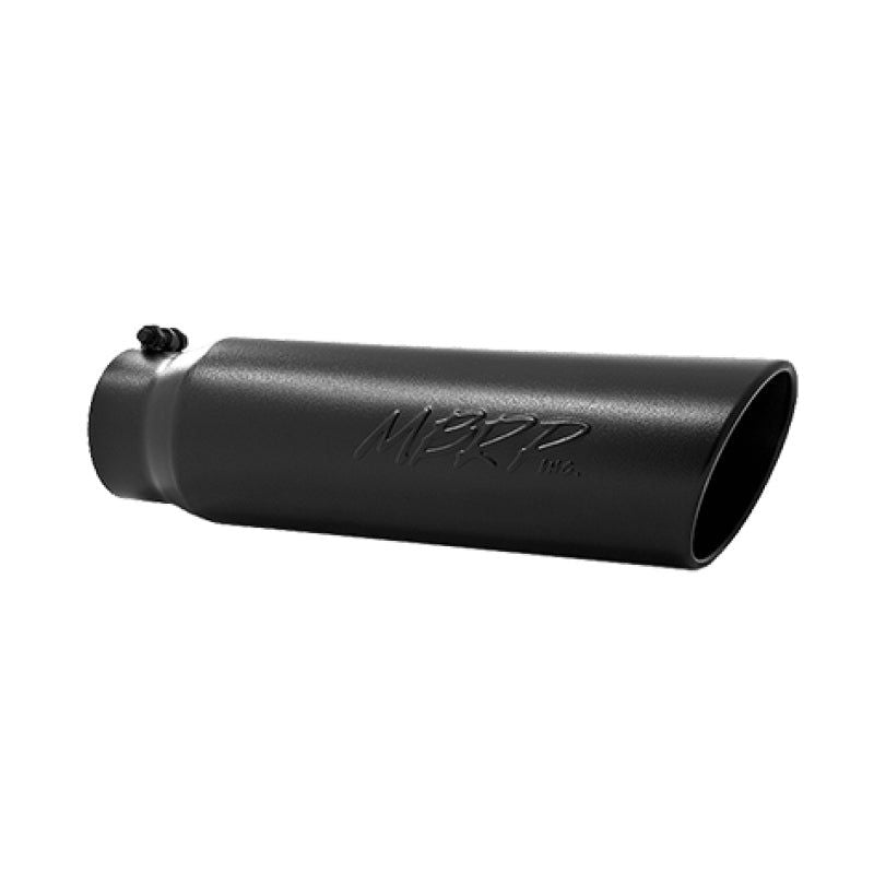 MBRP Universal 5in OD Angled Rolled End 4in Inlet 18in Lgth Black Finish Exhaust Tip-Tips-MBRP-MBRPT5124BLK-SMINKpower Performance Parts