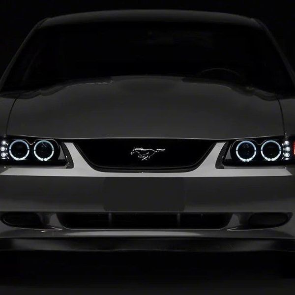 Raxiom 99-04 Ford Mustang Dual LED Halo Projector Headlights- Black Housing (Smoked Lens)-Headlights-Raxiom-RAX49113-SMINKpower Performance Parts