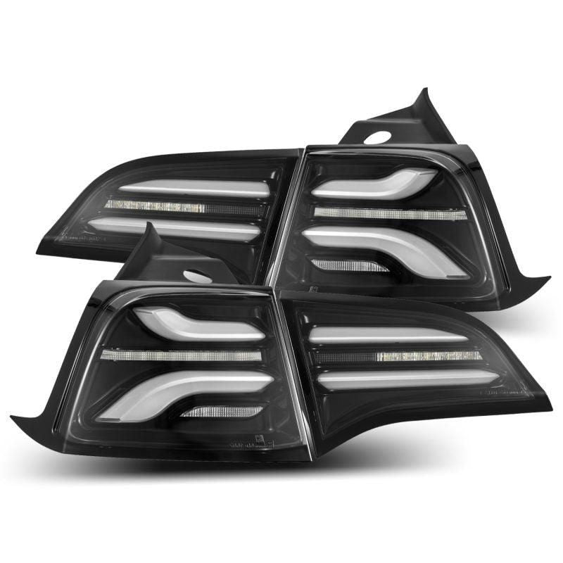 AlphaRex 17-22 Tesla Model 3 PRO-Series LED Tail Lights Jet Black w/Seq Sig - SMINKpower Performance Parts ARX601010 AlphaRex