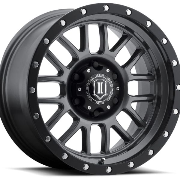 ICON Alpha 17x8.5 6x5.5 0mm Offset 4.75in BS 106.1mm Bore Gun Metal Wheel - SMINKpower Performance Parts ICO1217858347GM ICON